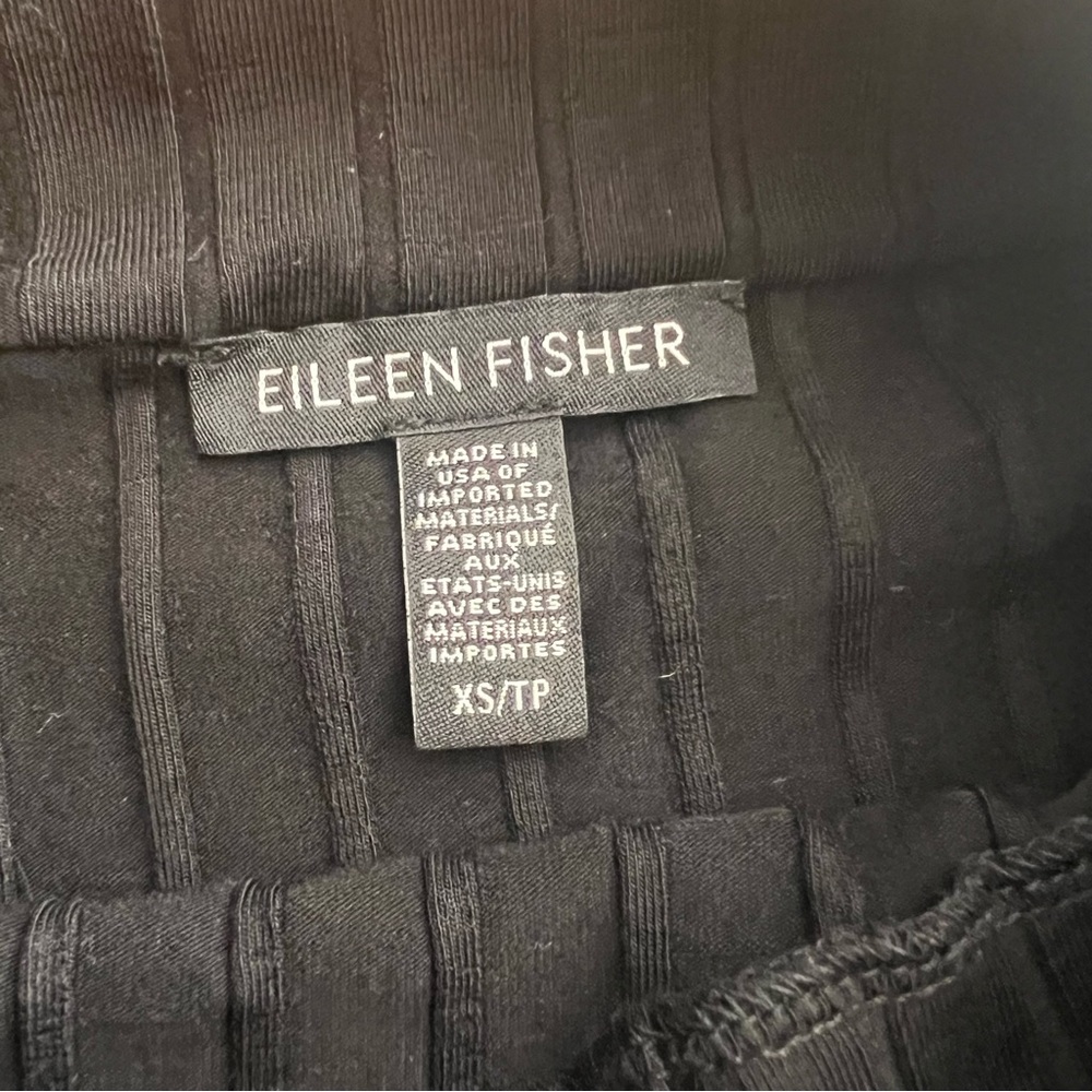 Eileen Fisher Washable Stretch Ribbed Funnel Neck Black Midi Dress Size XS - Picture 6 of 11